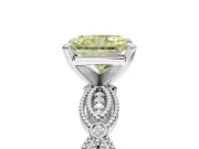 Radiant Cut Vintage Engagement Ring Setting for a Fancy Yellow Lab-Grown Diamond | Graduated Stations | Platinum