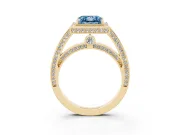 Princess Cut Sectioned Halo Engagement Ring Setting for a Fancy Blue Lab-Grown Diamond | Yellow Gold