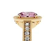 Oval Halo Engagement Ring Setting for a Fancy Pink Lab-Grown Diamond | Yellow Gold