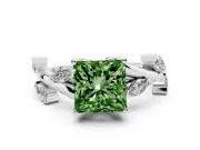 Princess Cut Twisted Vine Engagement Ring Setting for a Fancy Green Lab-Grown Diamond | Platinum