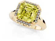 Asscher Cut Halo Engagement Ring Setting for a Fancy Yellow Lab-Grown Diamond | Knife-Edge Band | Yellow Gold