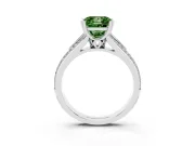 Princess Cut Split Shank Engagement Ring Setting for a Fancy Green Lab-Grown Diamond | Pave Band | White Gold