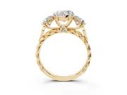 Heart-Shaped Three Stone Engagement Ring Setting | Braided Band | Yellow Gold
