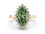 Marquise Scalloped Halo Engagement Ring Setting for a Fancy Green Lab-Grown Diamond | Yellow Gold