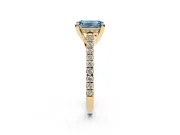 Emerald Cut Hidden Halo Pave Engagement Ring Setting for a Fancy Blue Lab-Grown Diamond | Claw Prongs | Yellow Gold