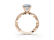 Princess Cut Vintage Engagement Ring Setting for a Fancy Blue Lab-Grown Diamond | Graduated Stations | Rose Gold
