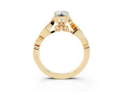 Emerald Cut Vintage Vine Solitaire Engagement Ring Setting | Milgrain Leaves | Yellow Gold