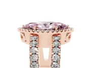 Marquise Halo Split Shank Engagement Ring Setting for a Fancy Pink Lab-Grown Diamond | Rose Gold