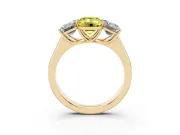 Emerald Cut Three Stone Engagement Ring Setting for a Fancy Yellow Lab-Grown Diamond | Basket Prong Heads | Yellow Gold