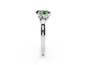 Pear-Shaped Three Stone Engagement Ring Setting for a Fancy Green Lab-Grown Diamond | Matching Side Stones | Platinum
