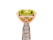 Asscher Cut Pavé Engagement Ring Setting for a Fancy Yellow Lab-Grown Diamond | Multi-Row Shoulders | Rose Gold