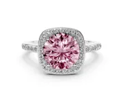 Round Halo Engagement Ring Setting for a Fancy Pink Lab-Grown Diamond | Sterling Silver - Design NV-24729