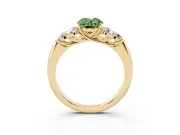 Oval Side Stone Engagement Ring Setting for a Fancy Green Lab-Grown Diamond | Yellow Gold