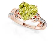 Heart-Shaped Leaf Pavé Engagement Ring Setting for a Fancy Yellow Lab-Grown Diamond | Rose Gold