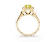 Cushion Cut Halo Engagement Ring Setting for a Fancy Yellow Lab-Grown Diamond | Square Profile Band | Yellow Gold