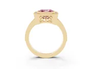 Asscher Cut Milgrain Halo Engagement Ring Setting for a Fancy Pink Lab-Grown Diamond | Yellow Gold