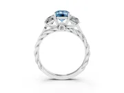 Emerald Cut Three Stone Engagement Ring Setting for a Fancy Blue Lab-Grown Diamond | Braided Band | Platinum