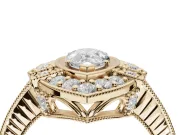 Pear-Shaped Vintage Halo Engagement Ring Setting | Art Deco Side Panels | Yellow Gold