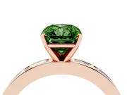 Fancy Green Radiant Cut Diamond Solitaire Ring Set in Rose gold with Channel-Set Baguette Band and Prong Setting