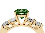 Cushion Cut Five Stone Engagement Ring Setting for a Fancy Green Lab-Grown Diamond | Prong Set Side Stones | Yellow Gold