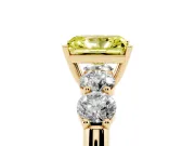 Radiant Cut Five Stone Engagement Ring Setting for a Fancy Yellow Lab-Grown Diamond | Plain Band | Yellow Gold