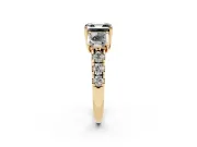 Asscher Cut Three Stone Engagement Ring Setting for a Black Center | Accented Shoulders | Yellow Gold