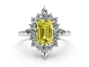 Emerald Cut Engagement Ring Setting for a Fancy Yellow Lab-Grown Diamond | Sterling Silver - Design NV-24790