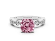 Cushion Cut Vintage Milgrain Engagement Ring Setting for a Fancy Pink Lab-Grown Diamond | Sterling Silver