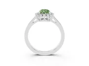 Fancy Green Pear Cut Diamond Halo Ring Set in White gold with Round Halo and Smooth Solitaire Band