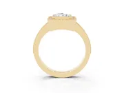 Radiant Cut Milgrain Halo Engagement Ring Setting | Pave Band | Yellow Gold