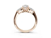 Pear-Shaped Three-Stone Engagement Ring Setting | Pear Side Stones | Rose Gold