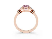 Fancy Pink Emerald Cut Diamond Floral Cluster Ring Set in Rose gold with Marquise Petals and Prong Setting