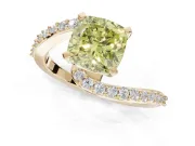 Cushion Cut Bypass Pavé Engagement Ring Setting for a Fancy Yellow Lab-Grown Diamond | Yellow Gold