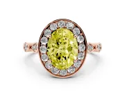 Oval Halo Engagement Ring Setting for a Fancy Yellow Lab-Grown Diamond | Bezel Stations | Rose Gold