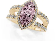 Marquise Halo Split Shank Engagement Ring Setting for a Fancy Pink Lab-Grown Diamond | Yellow Gold