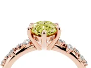 Fancy Yellow Marquise Cut Diamond Solitaire Vine Band Ring Set in Rose gold with Round Accents and Prong Setting