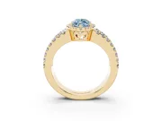 Marquise Halo Split Shank Engagement Ring Setting for a Fancy Blue Lab-Grown Diamond | Yellow Gold