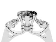 Heart-Shaped Three Stone Engagement Ring Setting for a Black Center | Plain Band | White Gold