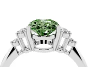 Oval Cluster Accent Engagement Ring Setting for a Fancy Green Lab-Grown Diamond | Platinum
