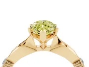 Fancy Yellow Marquise Cut Diamond Solitaire Twisted Band Ring Set in Yellow gold with Accent Stones and Prong Setting