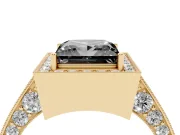 Princess Cut Milgrain Halo Engagement Ring Setting for a Black Center | Side Stones | Yellow Gold