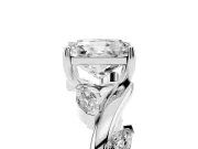 Radiant Cut Twisted Vine Engagement Ring Setting | Marquise Side Stones | Sterling Silver