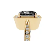Radiant Cut Milgrain Halo Engagement Ring Setting for a Black Center | Side Stones | Yellow Gold