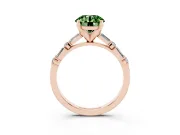Round Baguette Side Stone Engagement Ring Setting for a Fancy Green Lab-Grown Diamond | Rose Gold