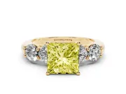 Princess Cut Five Stone Engagement Ring Setting for a Fancy Yellow Lab-Grown Diamond | Plain Band | Yellow Gold
