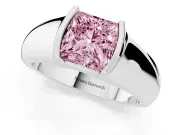 Princess Cut Half Bezel Engagement Ring Setting for a Fancy Pink Lab-Grown Diamond | Wide Band | Sterling Silver