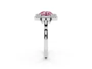 Round Milgrain Cluster Halo Engagement Ring Setting for a Fancy Pink Lab-Grown Diamond | Plain Band | Platinum