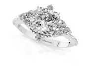 Cushion Cut Vintage Cluster Engagement Ring Setting | Beaded Edges | White Gold