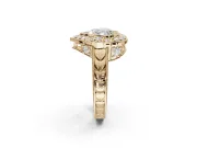 Heart-Shaped Vintage Halo Engagement Ring Setting | Art Deco Side Panels | Yellow Gold