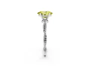 Fancy Yellow Oval Cut Diamond Solitaire Ring Set in Platinum with Twisted Band and Bead Prong Setting